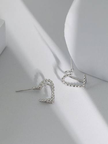 925 Sterling Silver Heart Vintage Stud Earring
