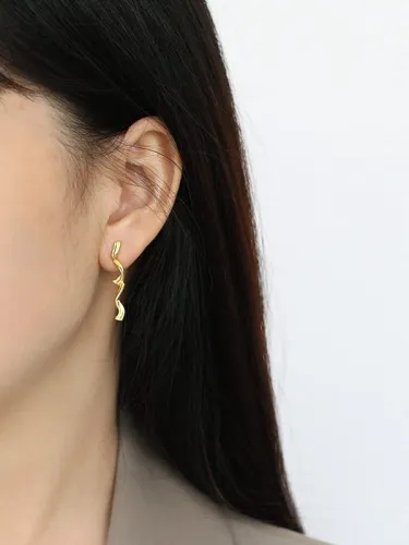 925 Sterling Silver Irregular Vintage  Asymmetric S-shaped texture Stud Earring