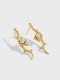 925 Sterling Silver Rhinestone Geometric Vintage Stud Earring