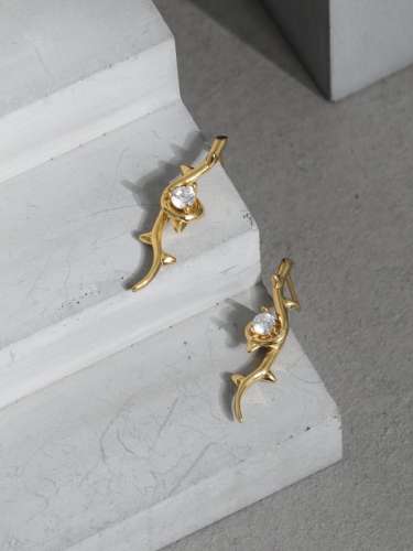 925 Sterling Silver Rhinestone Geometric Vintage Stud Earring