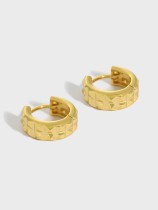 925 Sterling Silver Vintage  Smooth gear Circle Huggie Earring