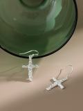 925 Sterling Silver Cross Minimalist Hook Earring