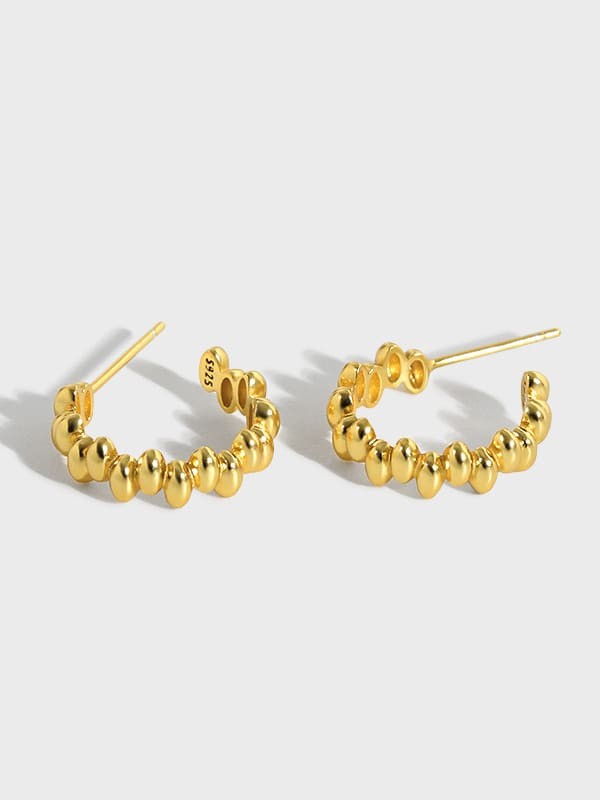 925 Sterling Silver Smooth Round Vintage Stud Earring