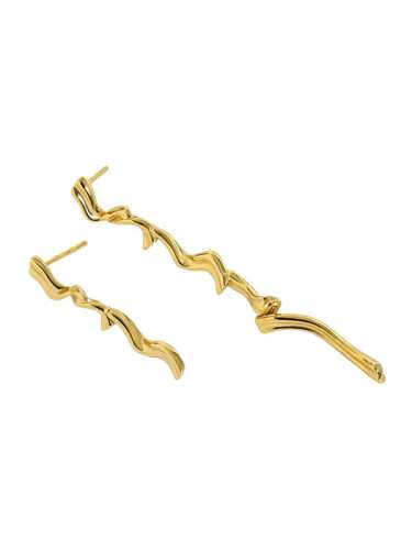 925 Sterling Silver Irregular Vintage  Asymmetric S-shaped texture Stud Earring