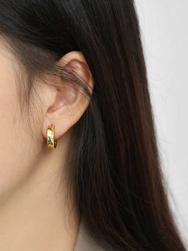 925 Sterling Silver smooth Geometric Vintage Huggie Earring