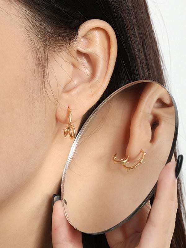 符号925 Sterling Silver Irregular Minimalist Stud Earring