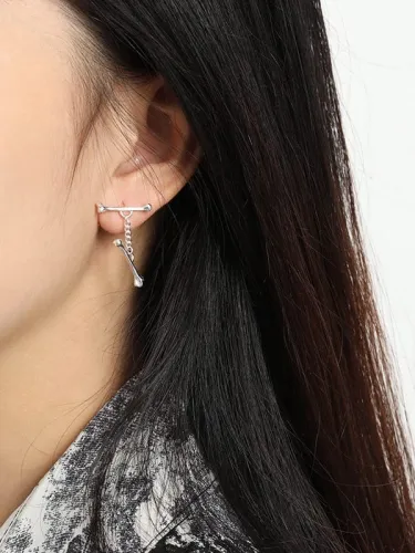 925 Sterling Silver Irregular Minimalist Stud Earring