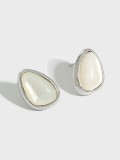 dan 925 Sterling Silver Shell Water Drop Minimalist Stud Earring
