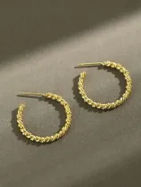 925 Sterling Silver Geometric Vintage Hoop Earring