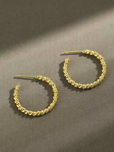 925 Sterling Silver Geometric Vintage Hoop Earring