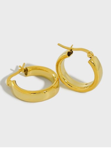 925 Sterling Silver Round Minimalist Hoop Earring