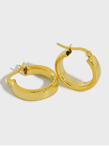 925 Sterling Silver Round Minimalist Hoop Earring