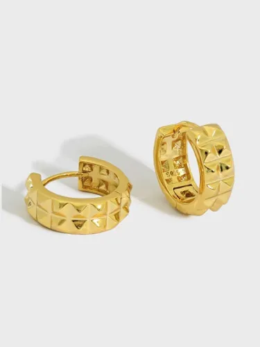 925 Sterling Silver Geometric Vintage Huggie Earring