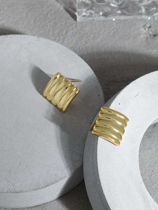 925 Sterling Silver Geometric Vintage Stud Earring