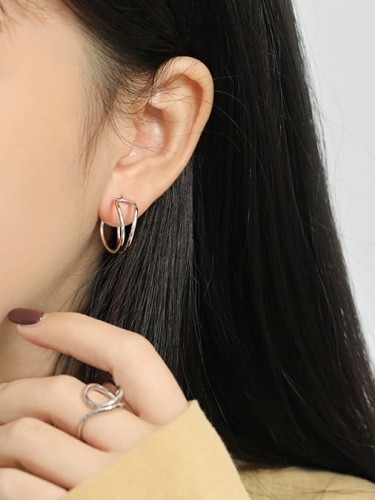 925 Sterling Silver Geometric Minimalist Stud Earring