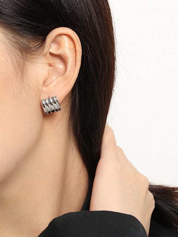 925 Sterling Silver Geometric Vintage Stud Earring