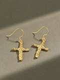 925 Sterling Silver Cross Minimalist Hook Earring