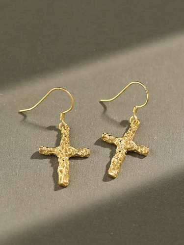925 Sterling Silver Cross Minimalist Hook Earring