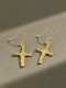 925 Sterling Silver Cross Minimalist Hook Earring