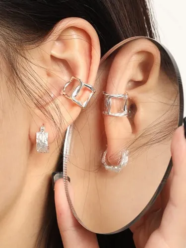 925 Sterling Silver Hollow Geometric Minimalist Single Earring