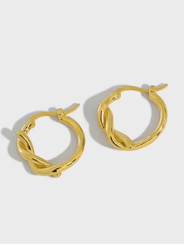 925 Sterling Silver Irregular Vintage Huggie Earring