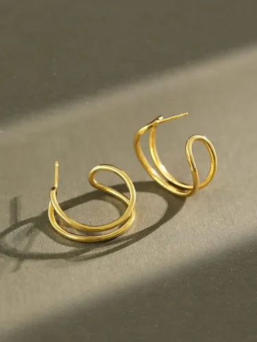 925 Sterling Silver Geometric Minimalist Stud Earring