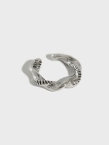 dan 925 Sterling Silver Irregular Vintage Stud Earring