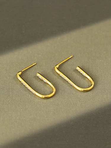 duo 925 Sterling Silver Cubic Zirconia Minimalist U shape Geometric  Drop Earring