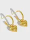 925 Sterling Silver Heart Vintage Huggie Earring