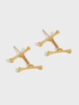 925 Sterling Silver Irregular Minimalist Stud Earring