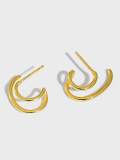 925 Sterling Silver Irregular Vintage Stud Earring
