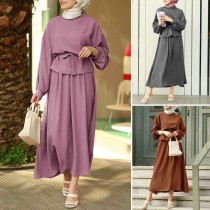 图 New Beautiful Fashion Muslim Turkish Suit Two Piece Tunic Dress