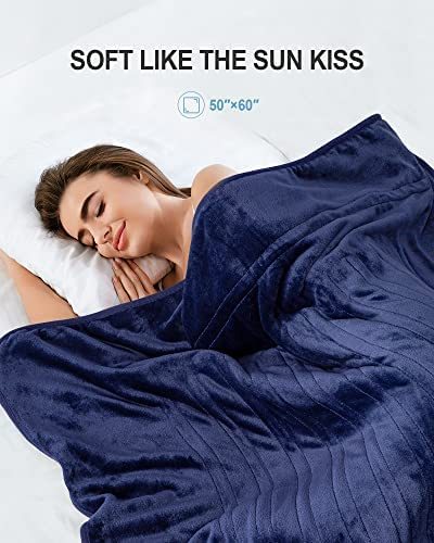 Heated Blanket Throw, Eazfy 50 x60  Electric Blanket Twin Fast Heating Flannel 10 Heating Levels, 3H Auto Off, Overheating Protection, ETL Certified, Machine Washable for Home/Office, Blue
