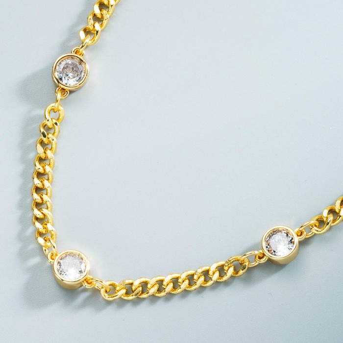joyería al por mayor oro laminado chapado en oro con incrustaciones de collar de circón