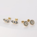 moda oro laminado chapado en oro microset circón diablos ojo pendientes mujer