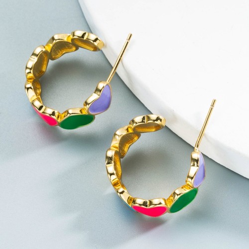Joyas al por mayor pendientes en forma de corazón de oro laminado chapado en oro