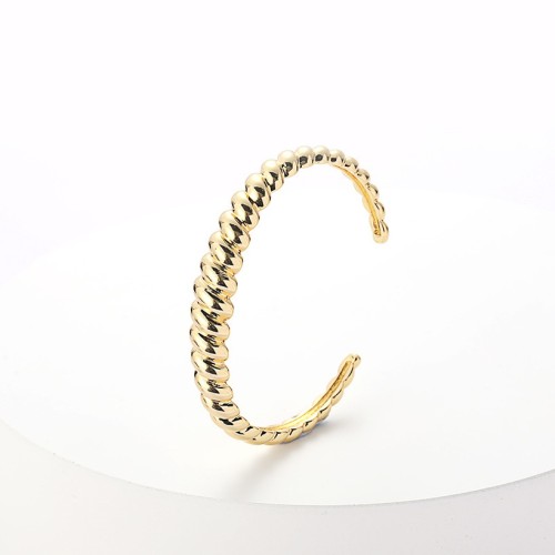 pulsera chapada en oro de 18 quilates de moda que abre pulsera de oro laminado simple ajustable