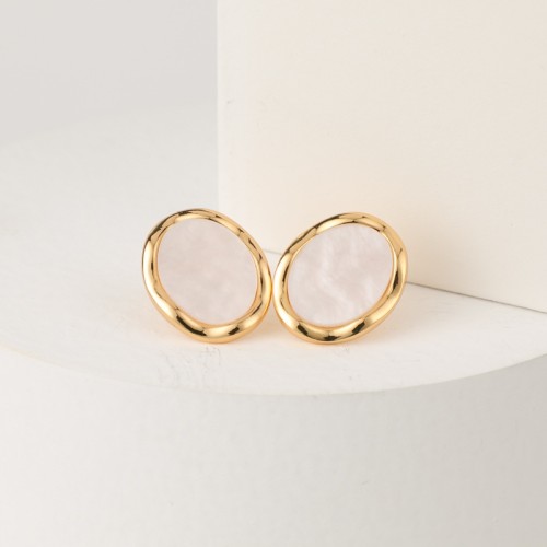 Nuevos pendientes de verano geométricos simples de oro real chapados en oro laminado para mujer