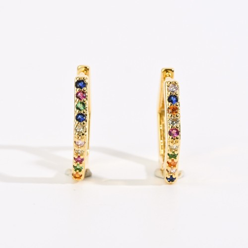 Nuevos aretes de oro laminado con pentágono en forma de diamante chapados en oro real de 14k de latón