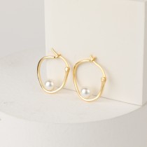 Nuevos aretes irregulares de oro laminado redondos irregulares de oro de 14 quilates con perlas