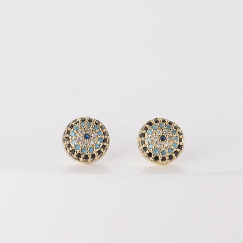 moda oro laminado chapado en oro microset circón diablos ojo pendientes mujer