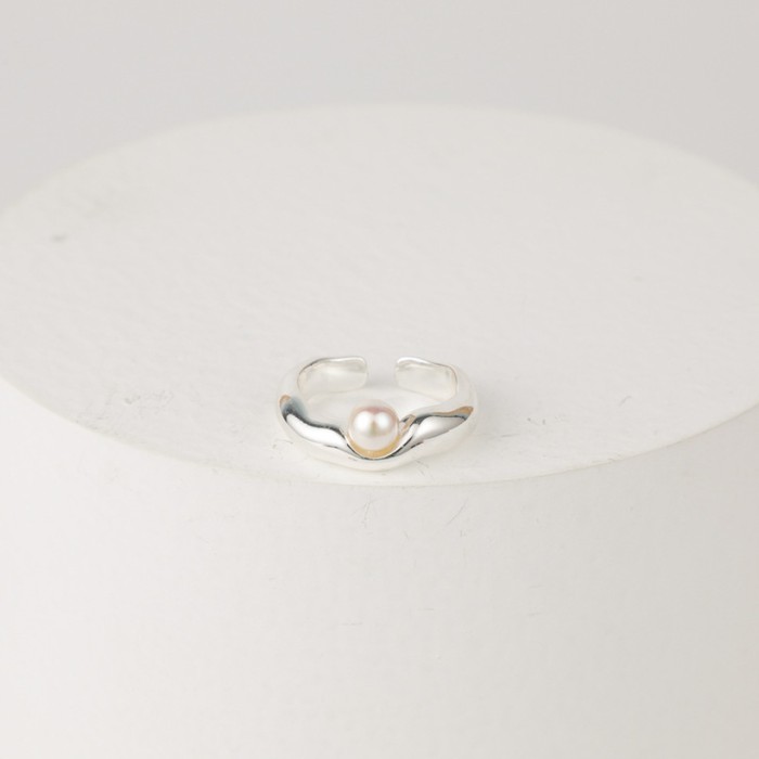Nuevo anillo abierto irregular de perla de oro real de 14k chapado en oro laminado para mujer