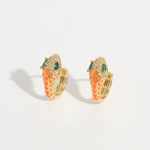 Nuevo Pendientes de oro laminado chapados en oro de 14k de latón con serpiente Mujer