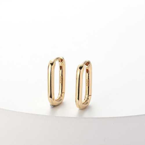 aretes simples de oro laminado en forma de O simples chapados en oro