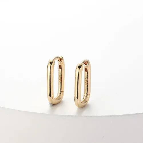 aretes simples de oro laminado en forma de O simples chapados en oro