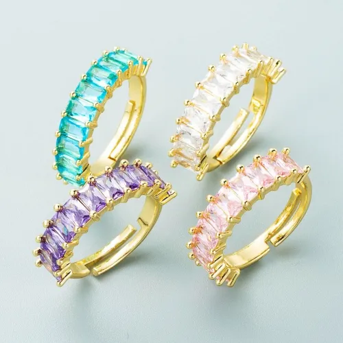 Anillo : abierto -de& circón (de) color 'con' incrustaciones/ de oro:laminado retro'' chapado  en oro al por mayor