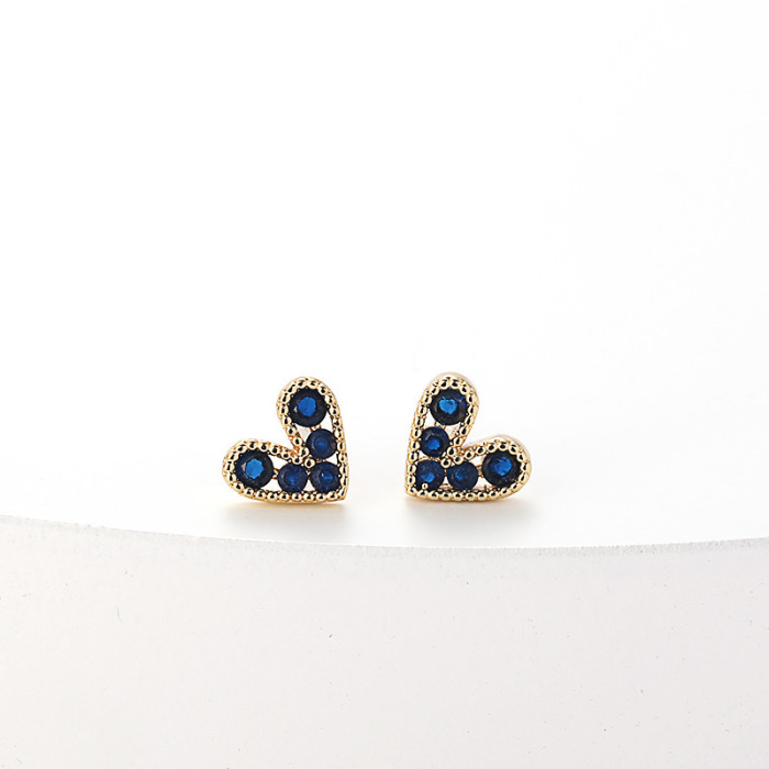 Pendientes pequeños de oro laminado en forma de corazón para mujer nuevos simples a la moda