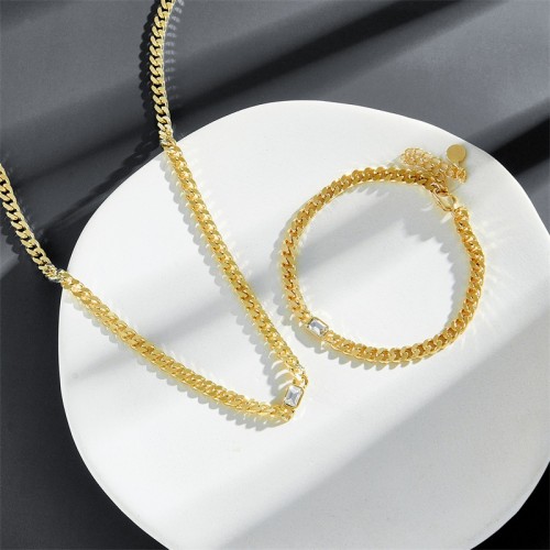 collar de pulsera de circón de moda collar de oro laminado de oro de 14k chapado simple