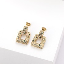 aretes colgantes geométricos cuadrados retro con diamantes de oro laminado