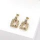 aretes colgantes geométricos cuadrados retro con diamantes de oro laminado